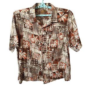 Caribbean Men's Pineapple Button Up Short Sleeve Shirt SZ L